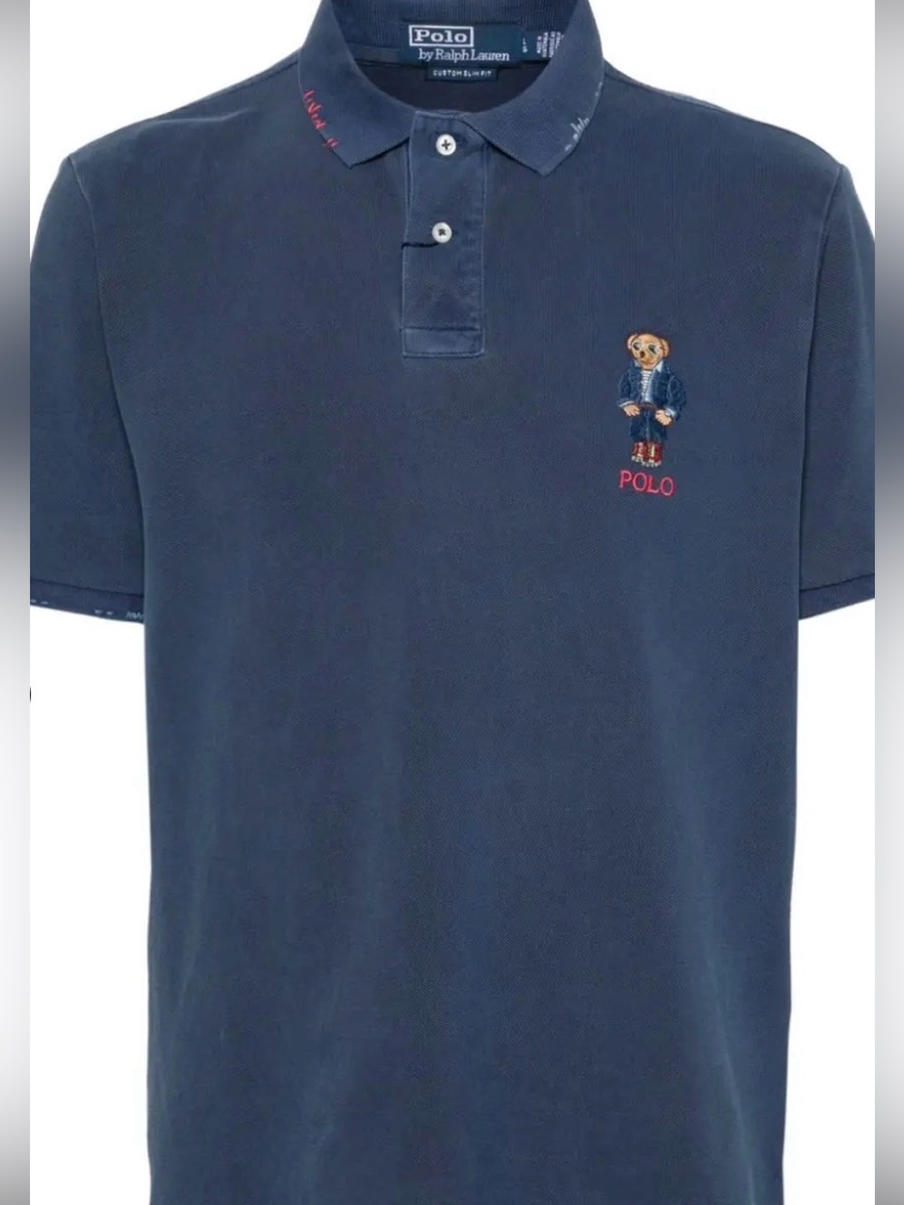 Polo by Ralph Lauren Men’s Navy Polo Bear - Motif Cotton Polo Shirt. Sz L - Picture 5 of 12